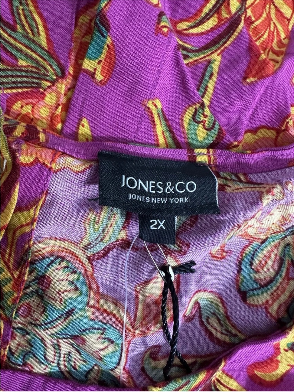 NEW Jones New York Size 2X Short Sleeve Pink Floral Top Tunic Back Button Rayon - Picture 5 of 8